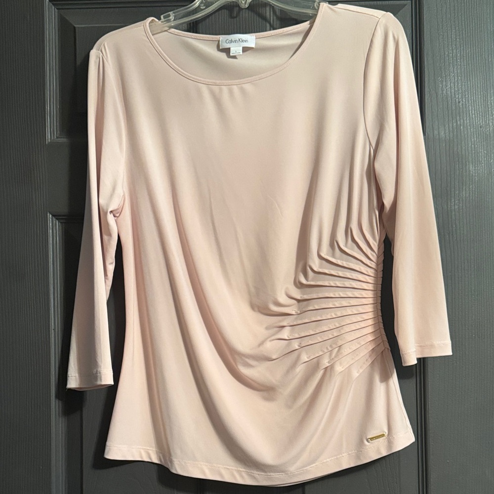 Calvin Klein Women's Blush Pleated Blouse